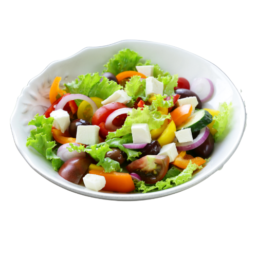 greek salad with olive tomato onion cheese