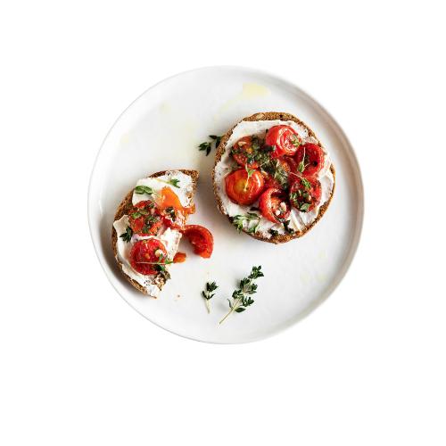 herb radish crostini with tomato