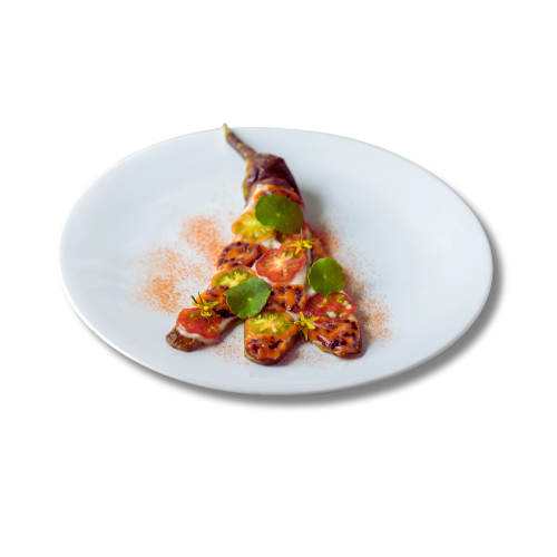 vege starter paprika with cheese and tomatos